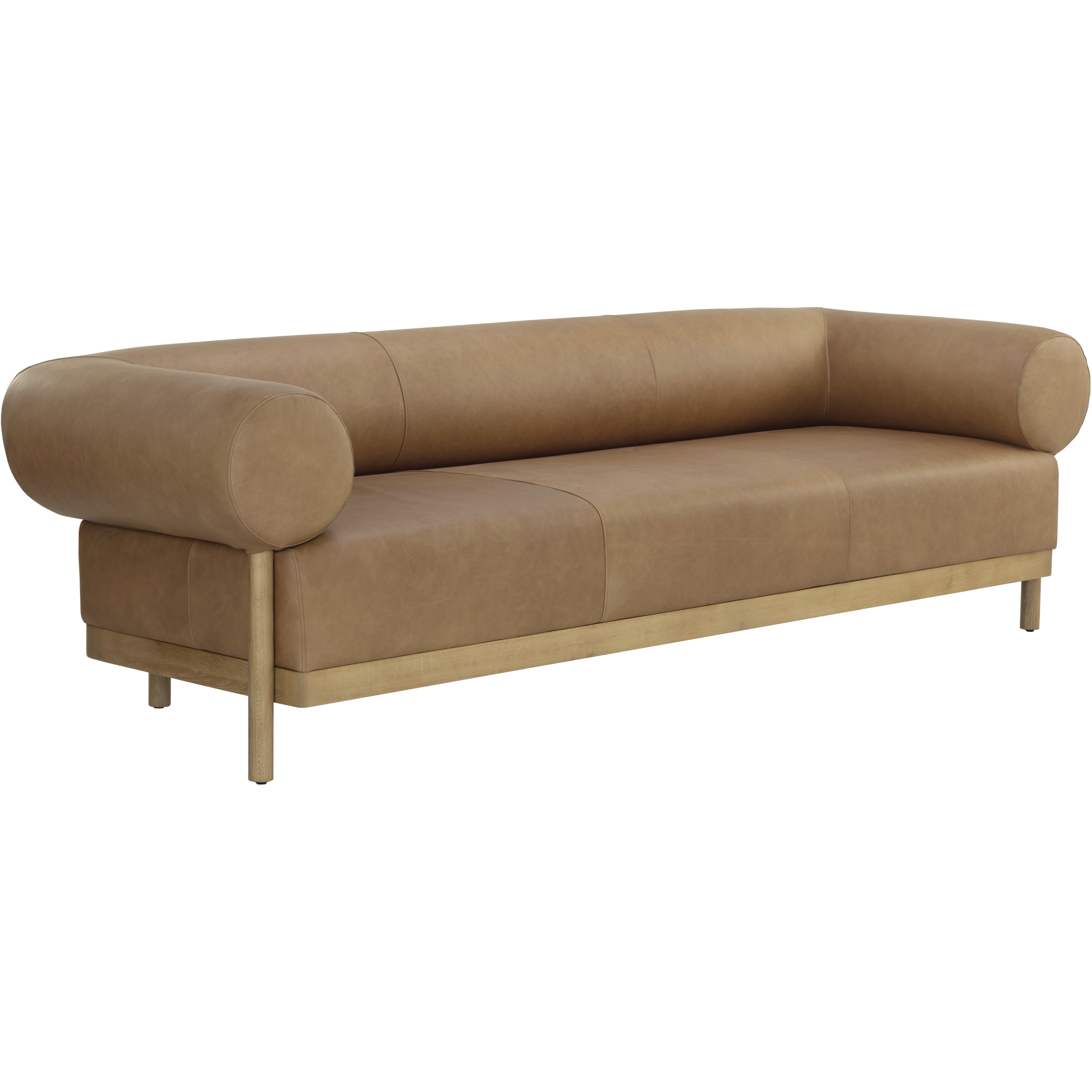 Bromley Rustic Oak / Ludlow Sesame Leather Sofa